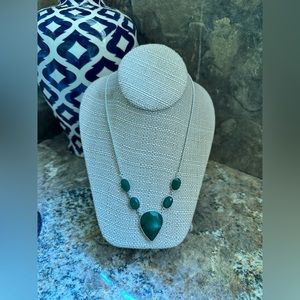 Silver Emerald Stone Necklace